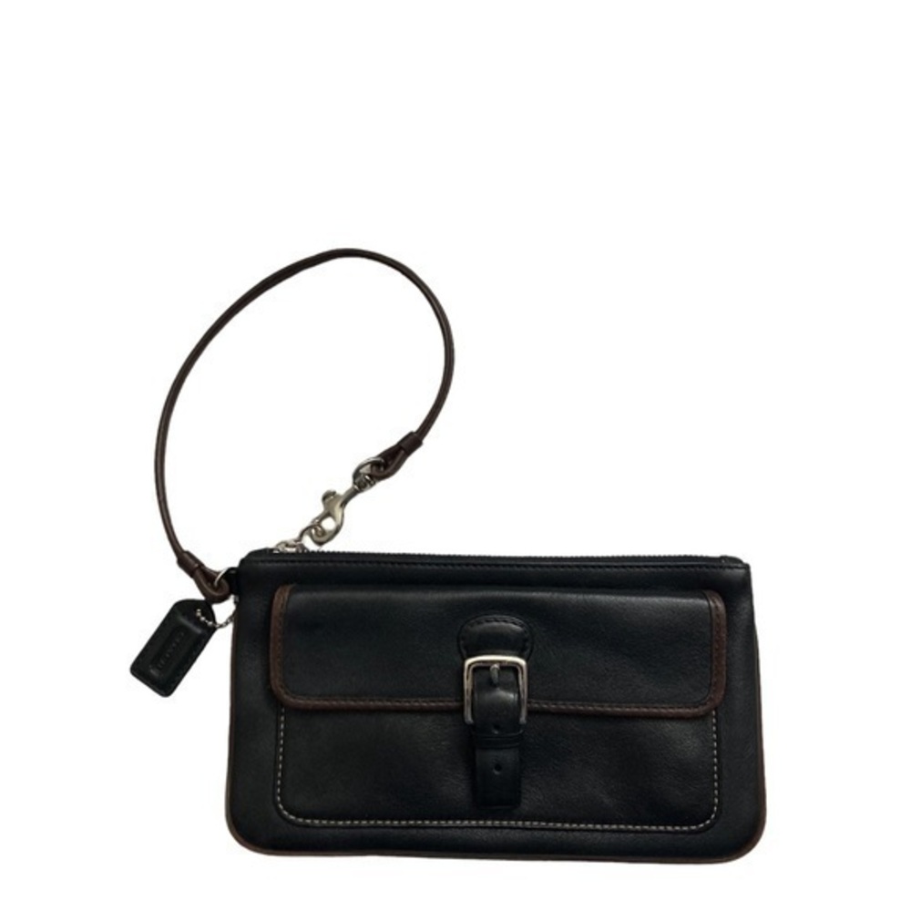 Coach black leather soho buckle wristlet bag